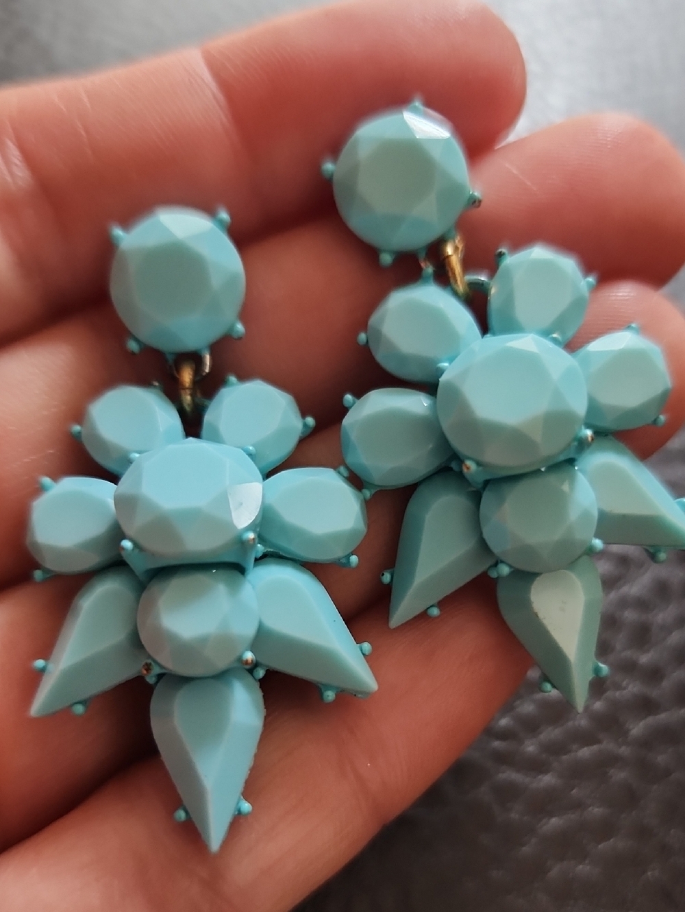 J. Crew Aqua Blue Faceted Floral Drop Earrings